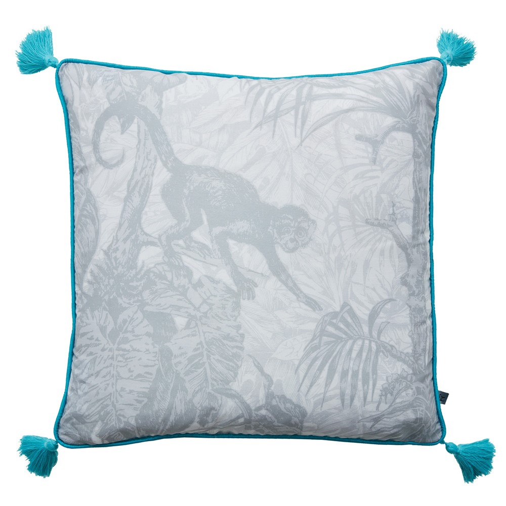 Ubud Tassel Cushion by Graham & Brown in Grey Blue